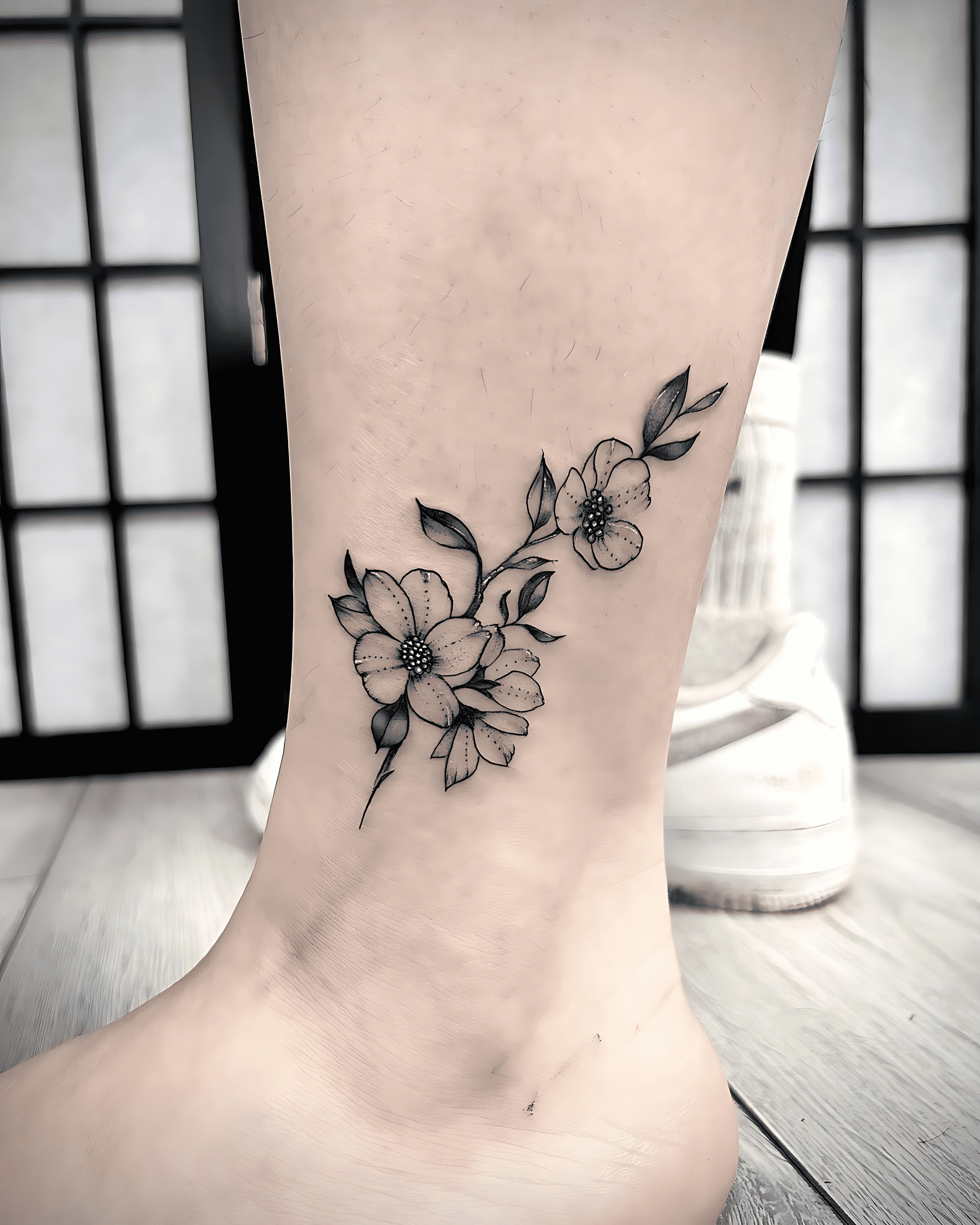 Delicate Flower Tattoo Portrait