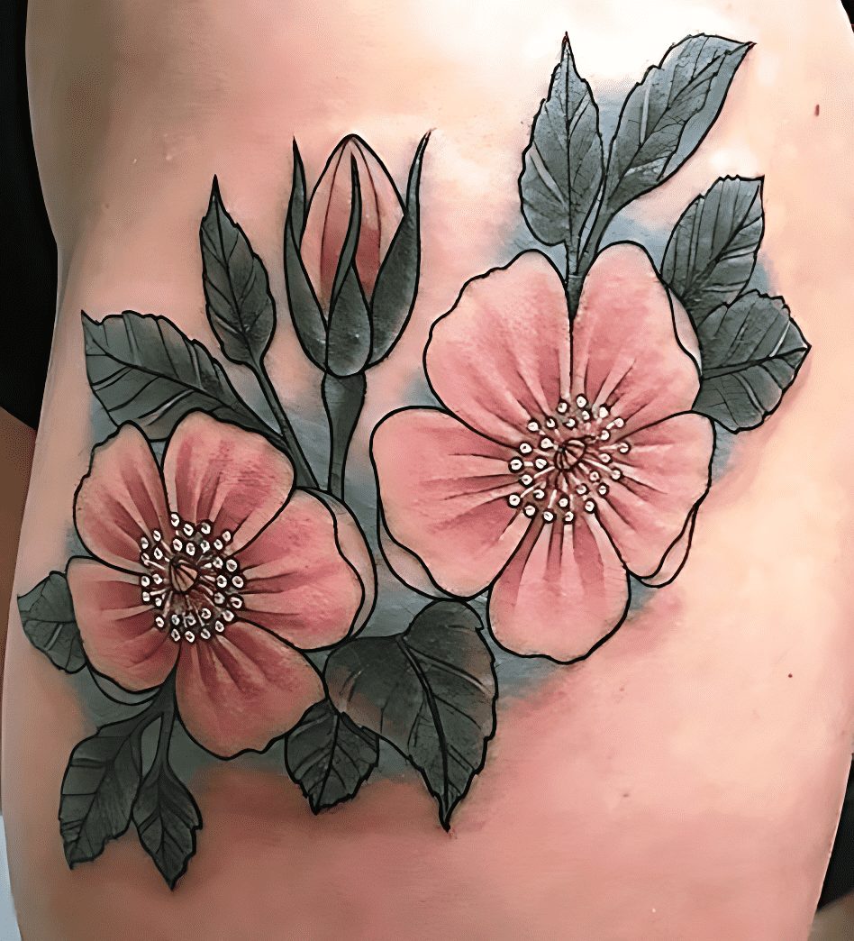 Delicate Flower Tattoo Figure