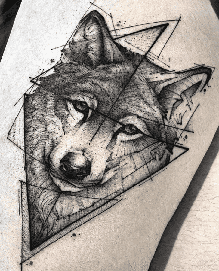 Geometric Wolf Tattoo Shot