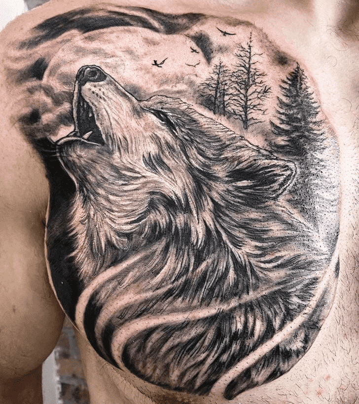 Howling Wolf Tattoo Portrait