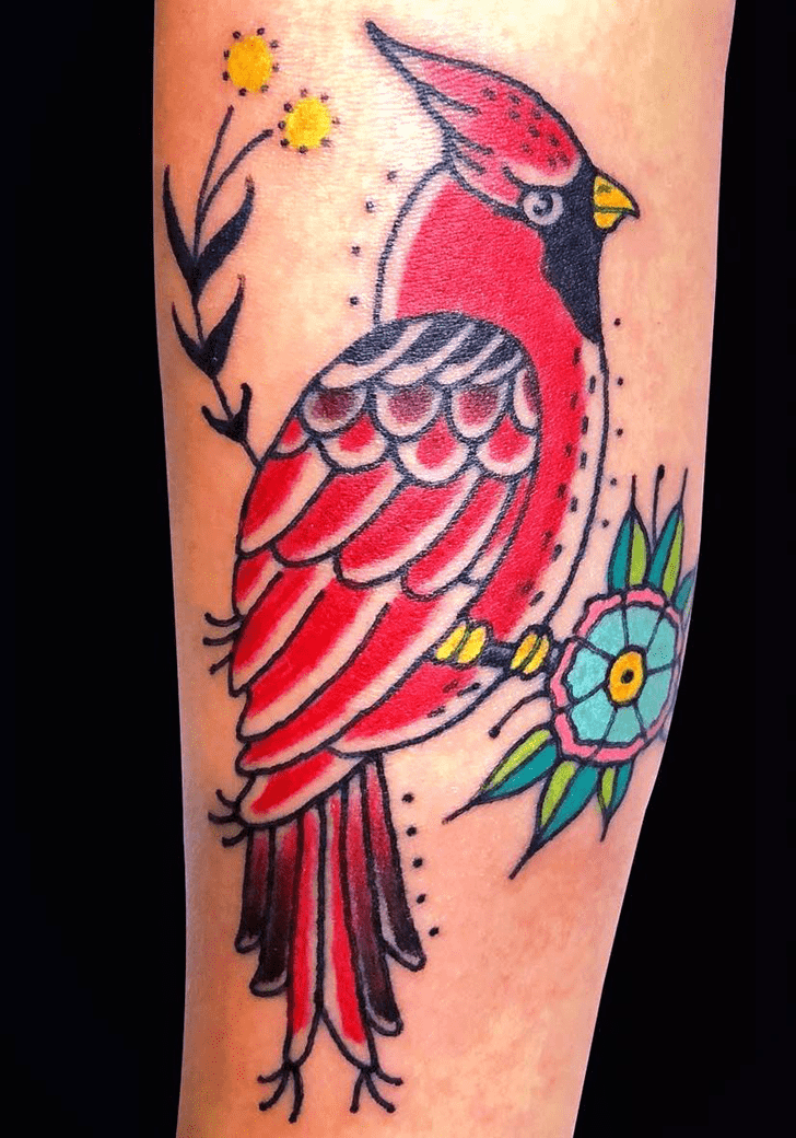 Red Bird Tattoo Figure