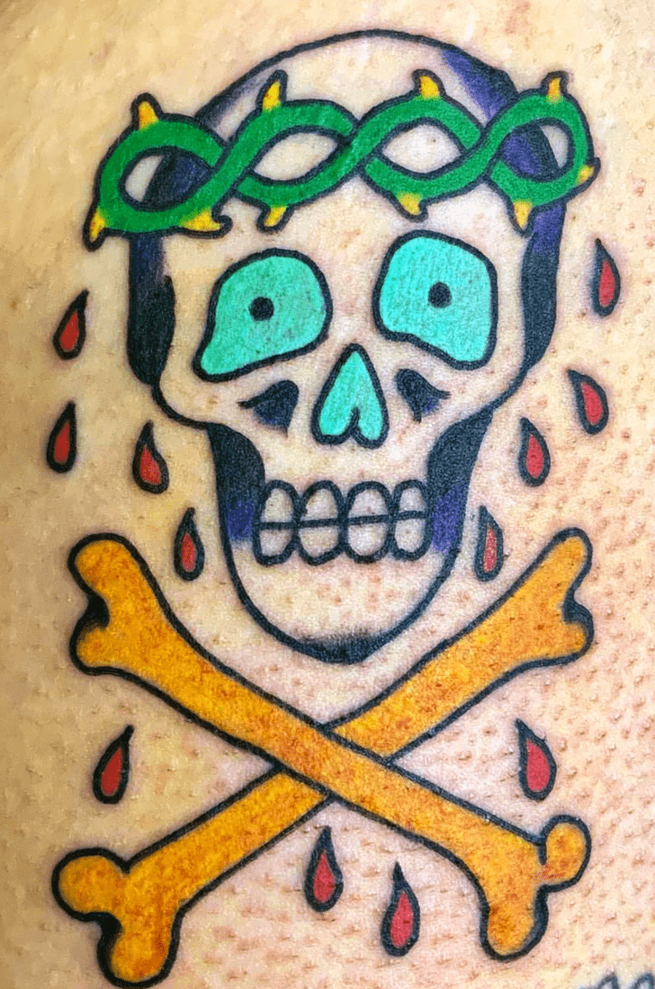 Skull And Crossbones Tattoo Photograph