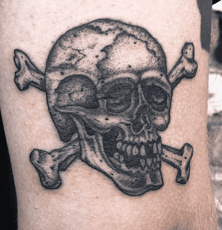 Skull And Crossbones Tattoo Shot