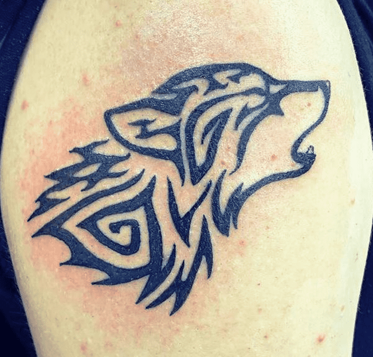 Tribal Wolf Tattoo Portrait