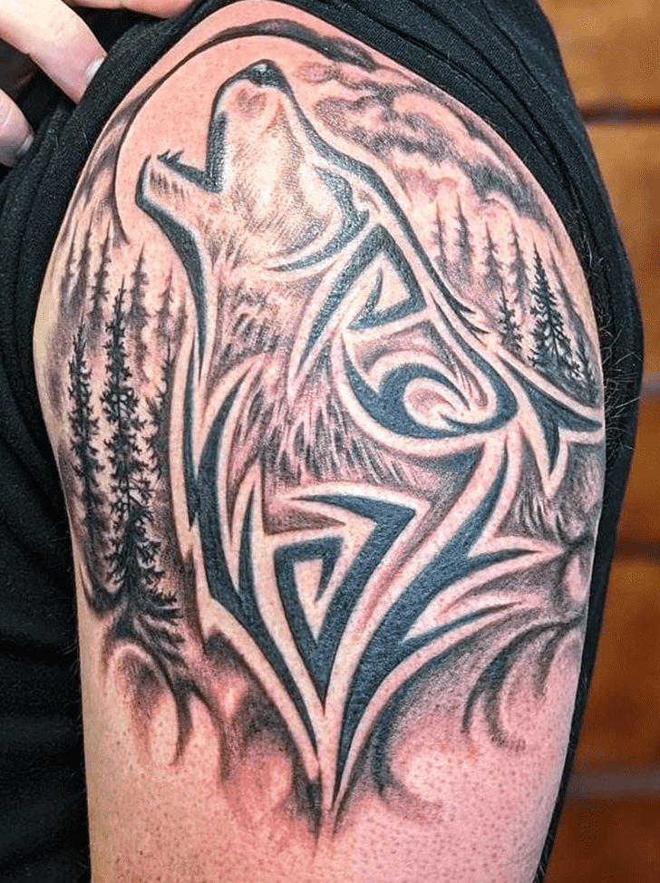 Tribal Wolf Tattoo Portrait