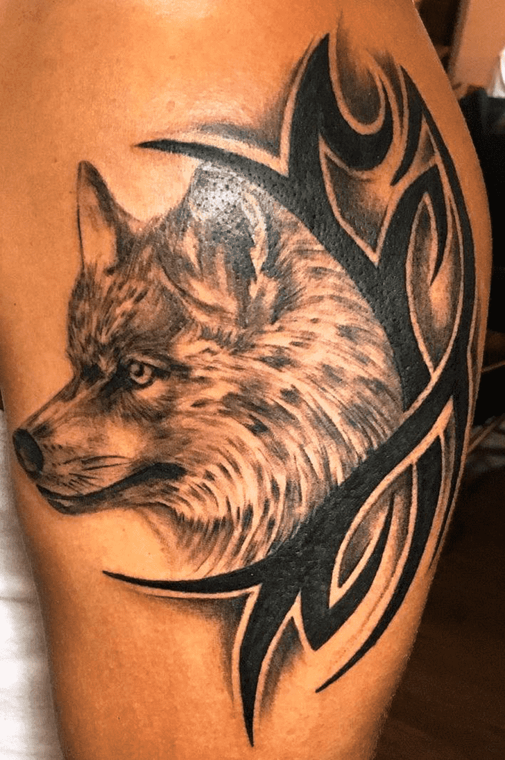 Tribal Wolf Tattoo Portrait